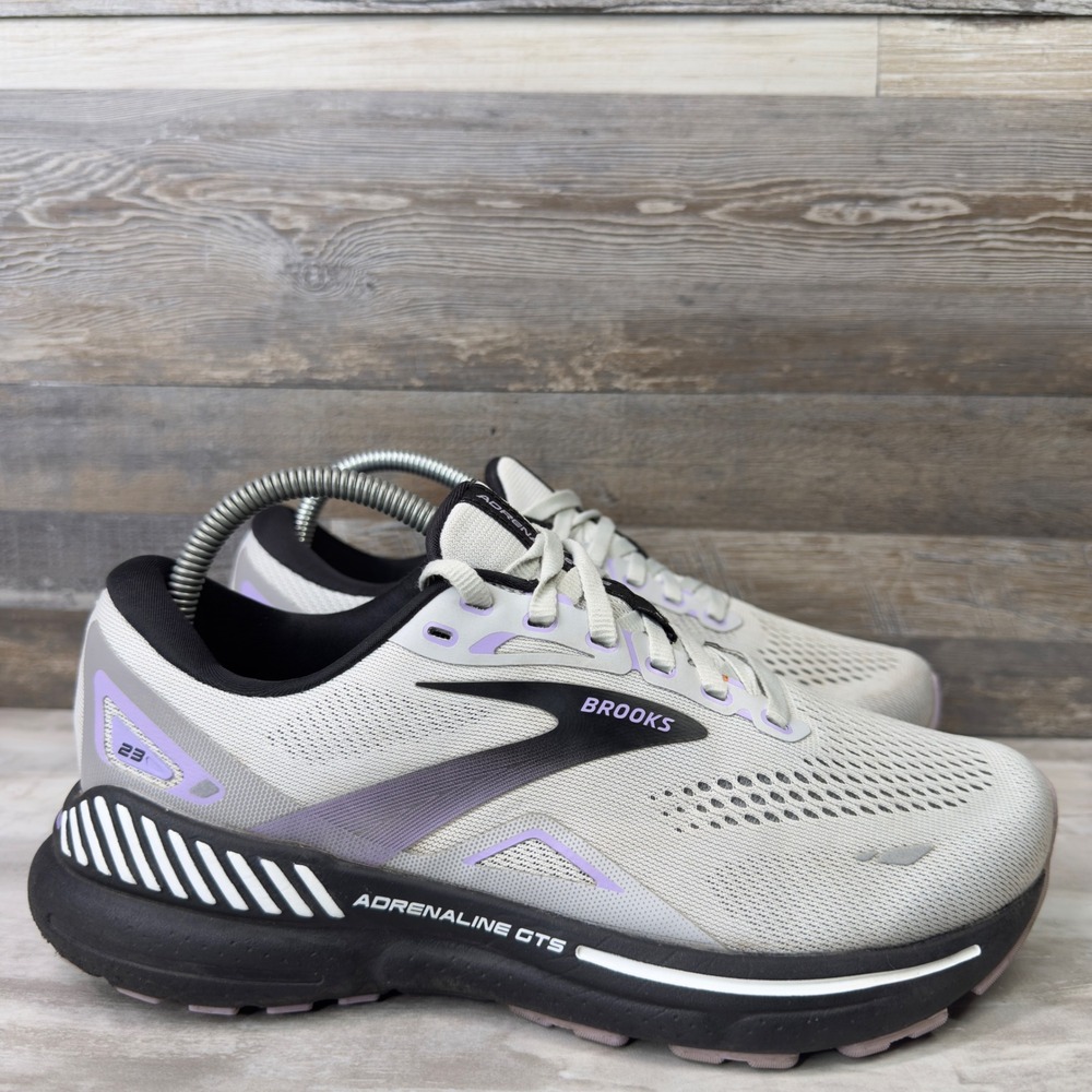Brooks Adrenaline GTS 23 Women Size 8 Extra Wide 2E Running Shoes Grey Purple